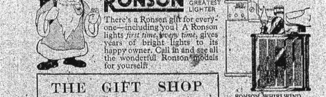 Gift shop Ronson lighter - Advert from The Haddingtonshire Courier 10 November 1950