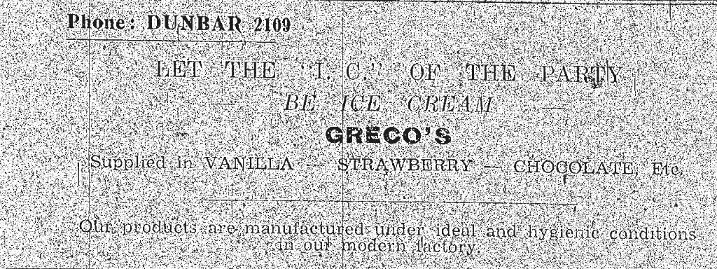 Greco's advert in 1950