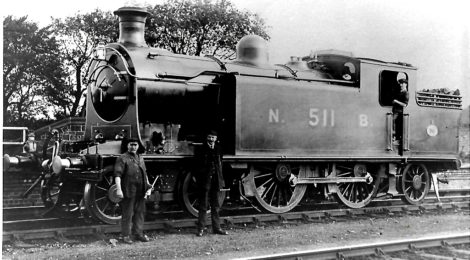 Early 20th century steam engine at Dunbar station