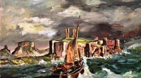 Dunbar Castle pre 1868 by Willie Marr